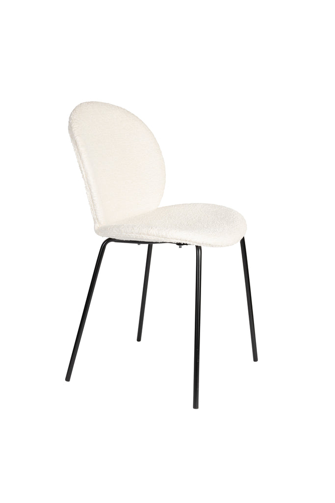  Bonnet chair with black metal frame, ribcord off-white fabric with texture.