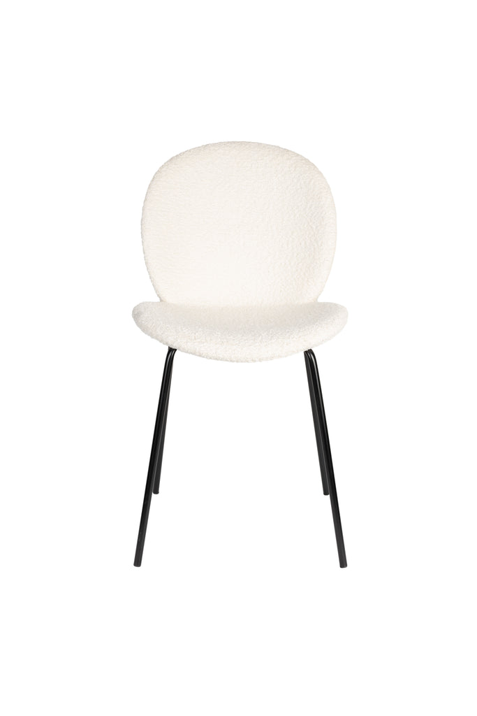  Bonnet chair with black metal frame, ribcord off-white fabric with texture.