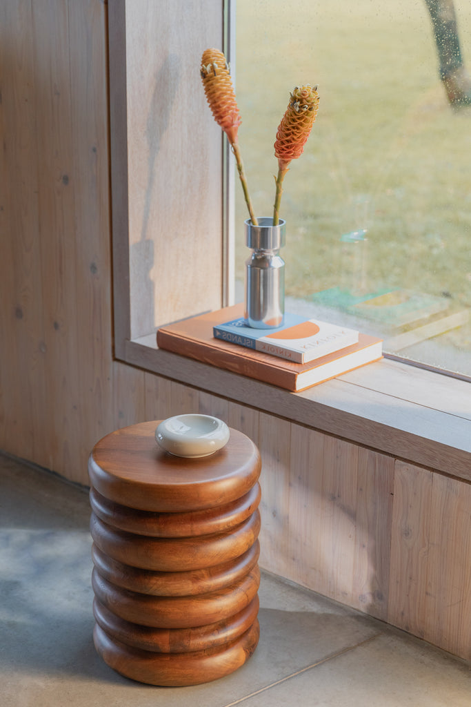 Walnut colour stool mage from mango wood.