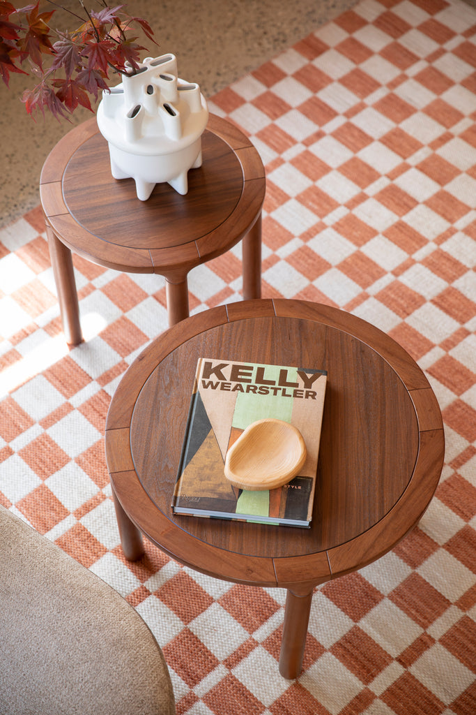 Two wooden side tables Storm  in Walnut colour