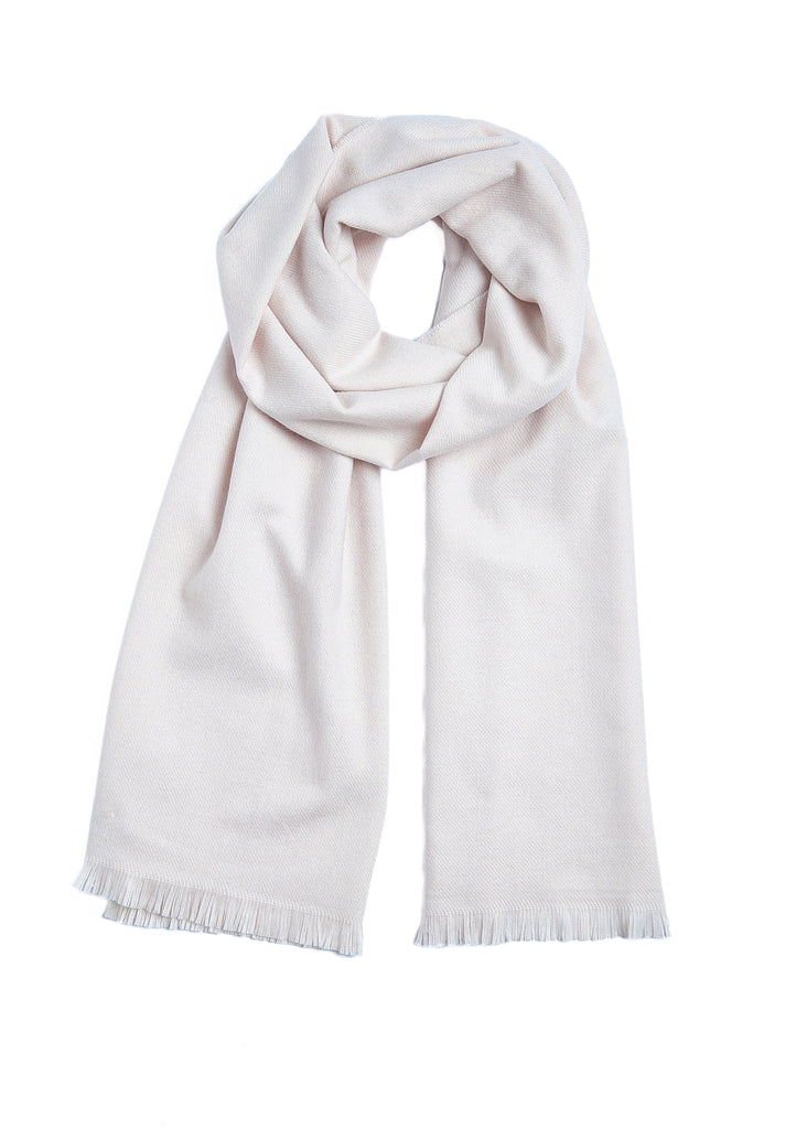 FOXFORD Beige Fine Wool Cashmere Blend Scarf, luxury Irish-made wool and cashmere scarf, soft beige scarf