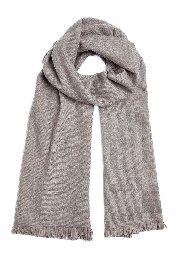 FOXFORD Mink Fine Wool Cashmere Blend Scarf, luxury Irish-made wool and cashmere scarf, soft mink-colored scarf