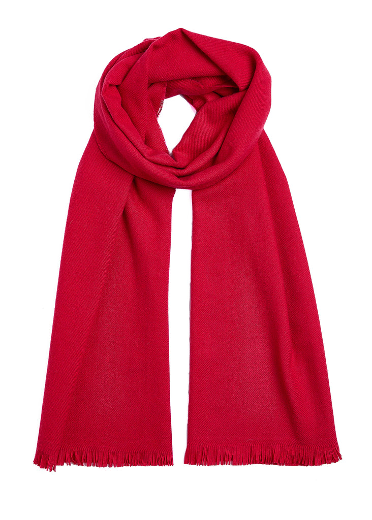 FOXFORD Tomato Fine Wool Cashmere Blend Scarf, luxury Irish-made wool and cashmere scarf, vibrant red scarf