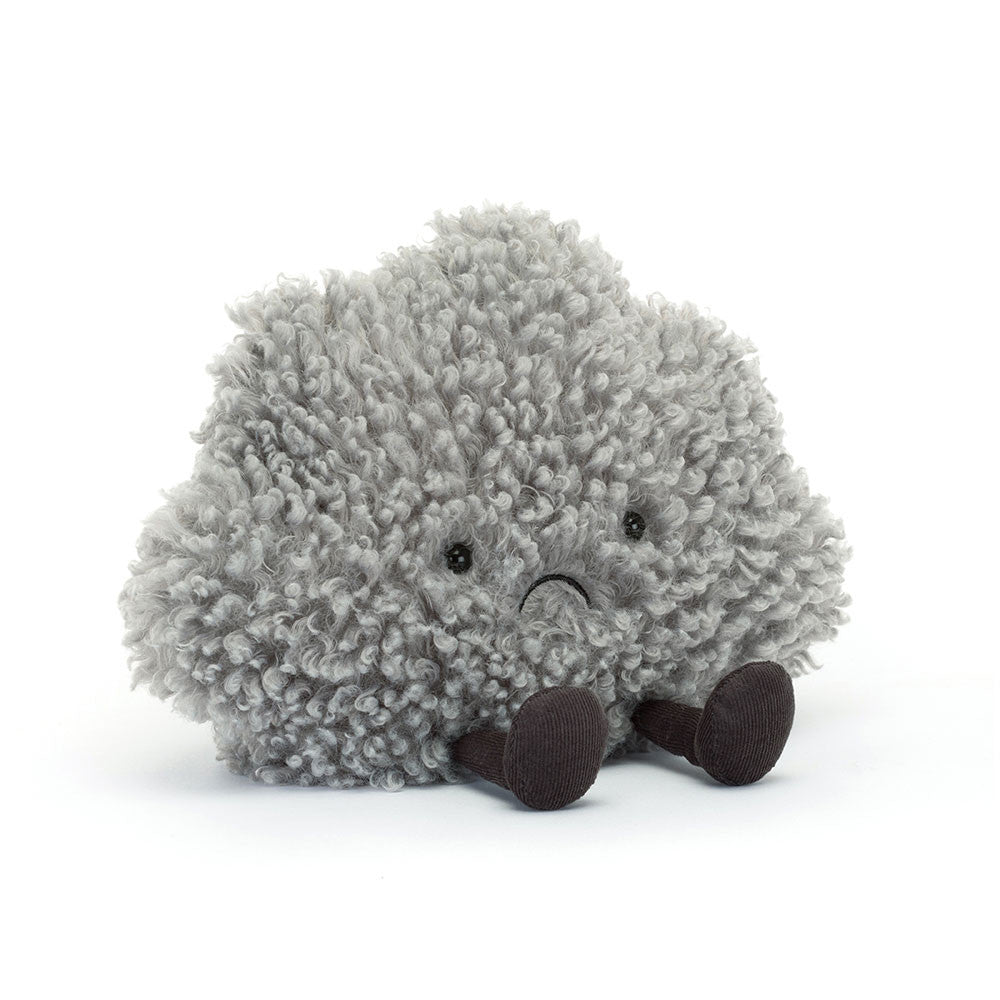 Amuseables Storm Cloud might look overcast, but everyone who sees this fluffy grump smiles! With tufty grey fleece, charcoal cord boots, embroidered frown and beany base, this cloud has hugs for gloomy days