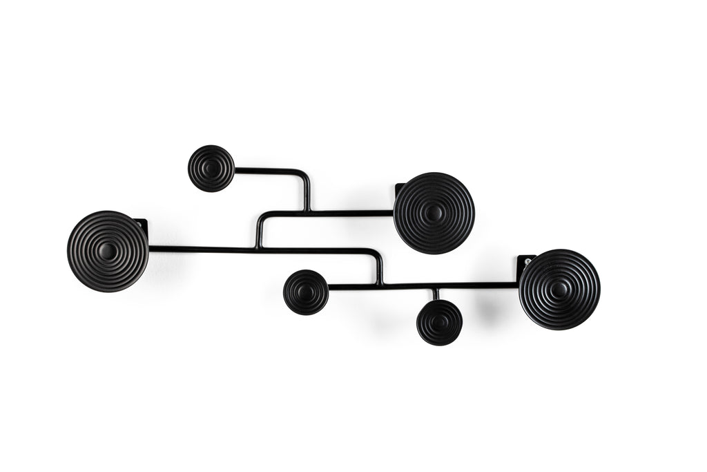 6 Hooks Wall Coat Rack in Black