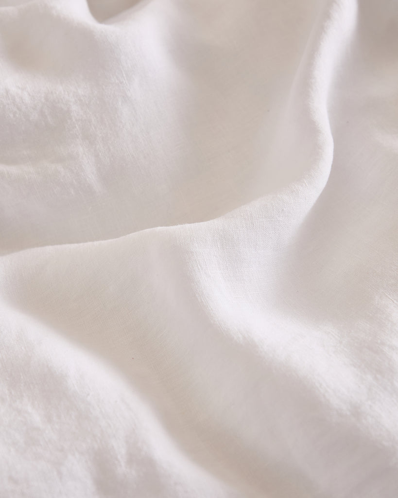 Crafted from 100% premium linen, the Foxford White Pure Linen Fitted Sheet brings a restful touch to your bedroom. Its exceptional softness, breathability, and durability create a peaceful atmosphere. The crisp white color adds a light and airy feel to your decor. Pre-washed for a soft, lived-in comfort that only improves with time. Its natural temperature-regulating and antibacterial properties make it a perfect choice for year-round comfort. Elevate your bedding with this timeless and luxurious essential.