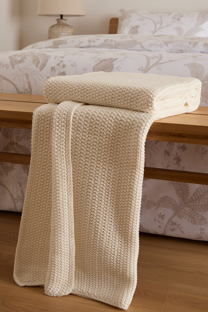 Foxford White Cotton Throw (130x170 cm), made from 100% cotton, featuring a timeless design in a crisp white color.