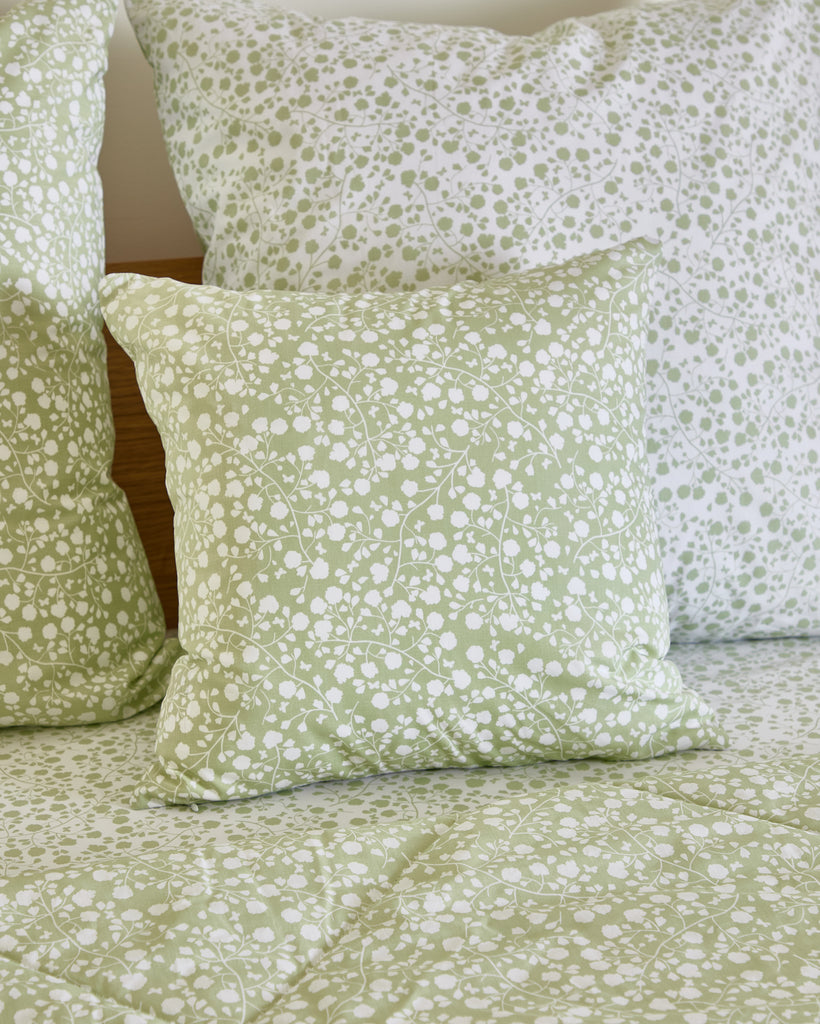 Add a touch of elegance to your home with the Foxford Lucy Cushion in a compact, versatile size. Part of our SS25 collection, the cushion, which is 40x40cm, features a sage green floral design crafted to complement any interior style. It is designed in Ireland and made with 100% cotton, offering comfort and sophistication. Perfect for layering on your sofa, armchair, or bed, the Lucy Cushion brings timeless Irish design into your living space.