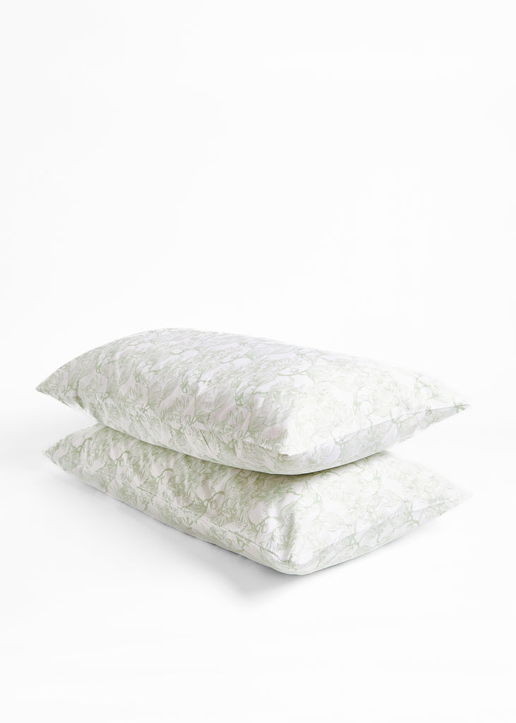 Elevate your bedroom with the Foxford Sage Magnolia King Pillowcase. Crafted from 100% cotton, this pillowcase features a serene sage magnolia pattern that adds a touch of elegance to any decor. Its luxurious texture ensures a comfortable and restful night's sleep. Perfectly sized for king pillows, this pillowcase combines style and comfort for a truly sophisticated bedding experience.