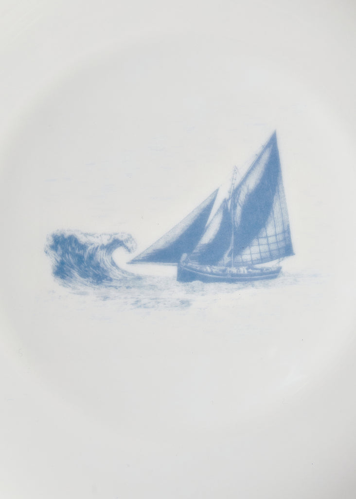 The Foxford Sailboat print was designed in collaboration with designer Ruth Gallagher. It features hand-drawn illustrations of iconic symbols from the Wild Atlantic Way.  The timeless printed design is presented in ocean blues, capturing the essence of this stunning coastal region. Experience the extraordinary beauty of Ireland's iconic landscape.