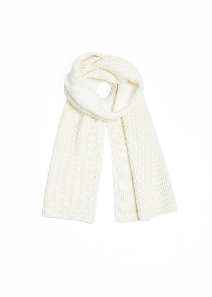 Crafted from the finest cashmere fibers, this unisex white scarf features a timeless ribbed design, making it the perfect accessory for any outfit. Soft to the touch and effortlessly elegant, this knitted scarf is a must-have addition to any luxury wardrobe.