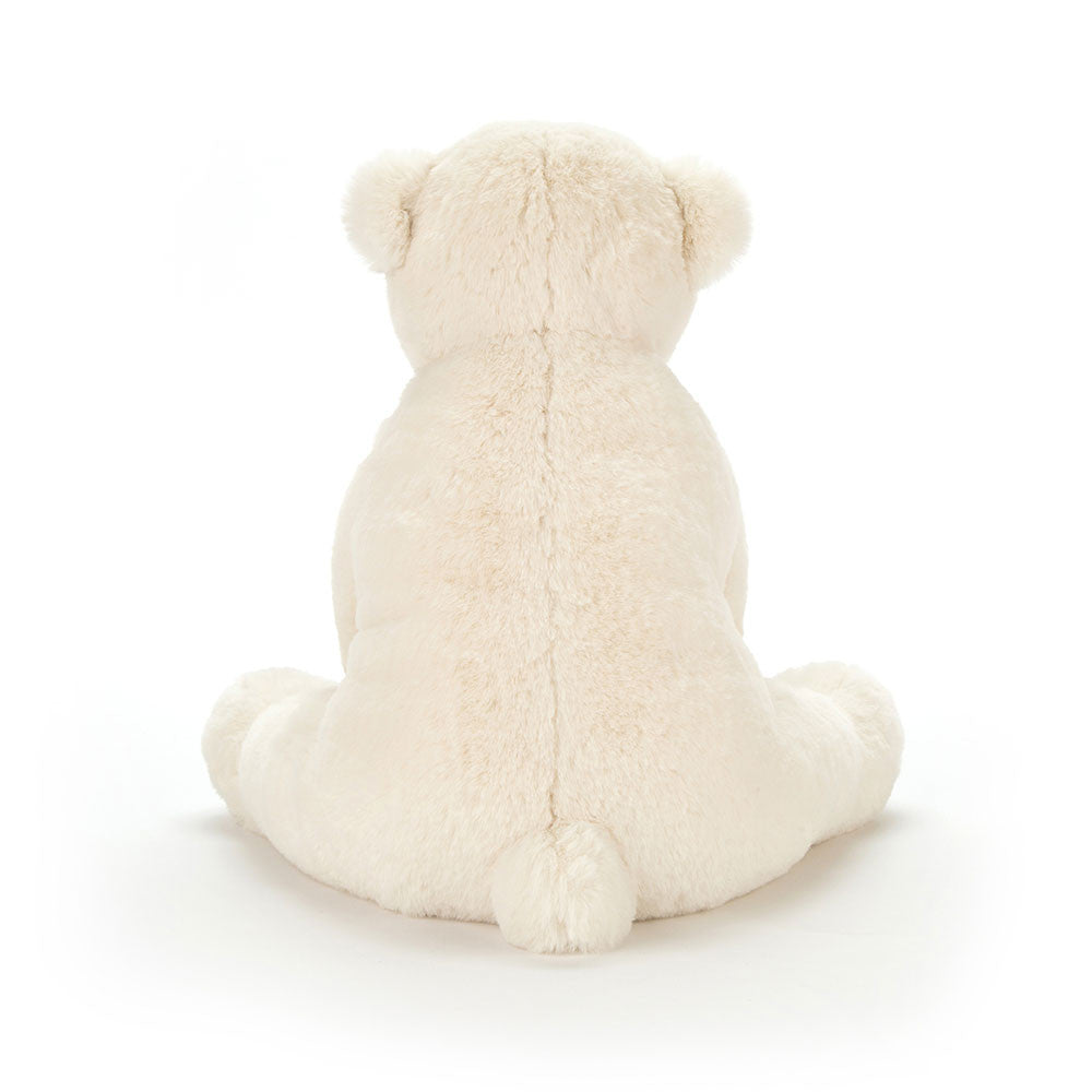 For the cosiest cuddles in the whole North Pole, skate on over to Perry Polar Bear! Unbelievably snuggly, this cloudy cream cub is as soft as freshly fallen snow. He sits so neatly on his beany bottom, and has the cutest bobble nose and nubbly tail. Hold him close and turn chilly days into silly days!